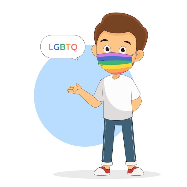 保護フェイスマスクLGBTQの若い男のキャラクター