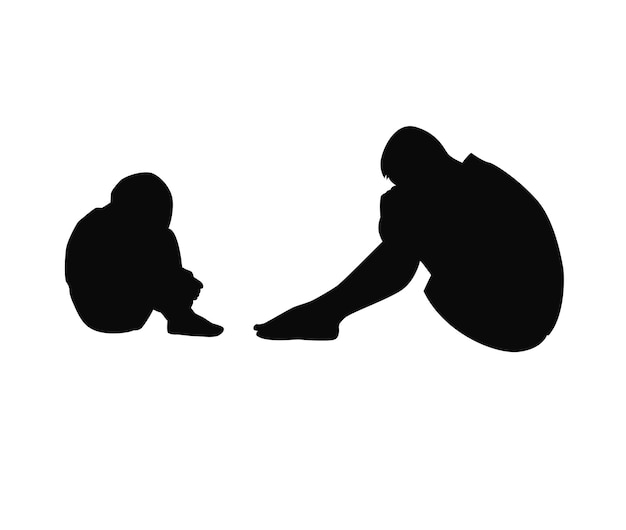 young man and child feeling sad tired