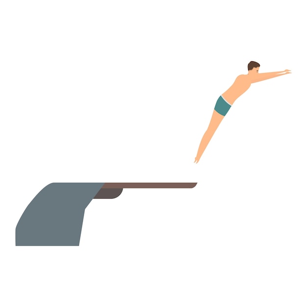 young man diving from springboard into swimming pool