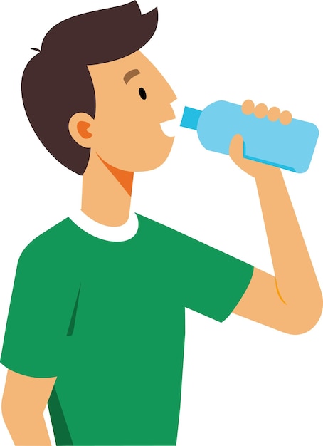 a young man drinks water from a bottle