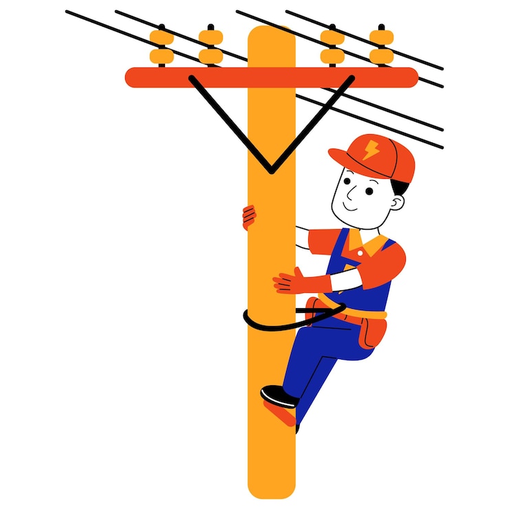 Vector young man electrician vector illustration