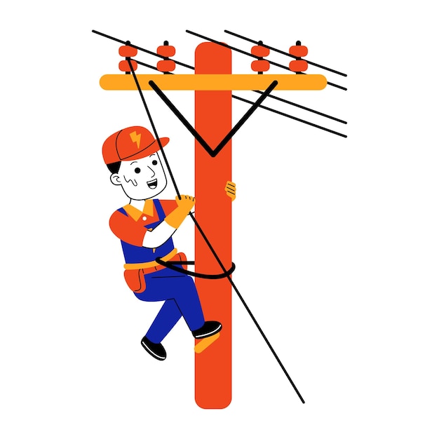 Vector young man electrician vector illustration