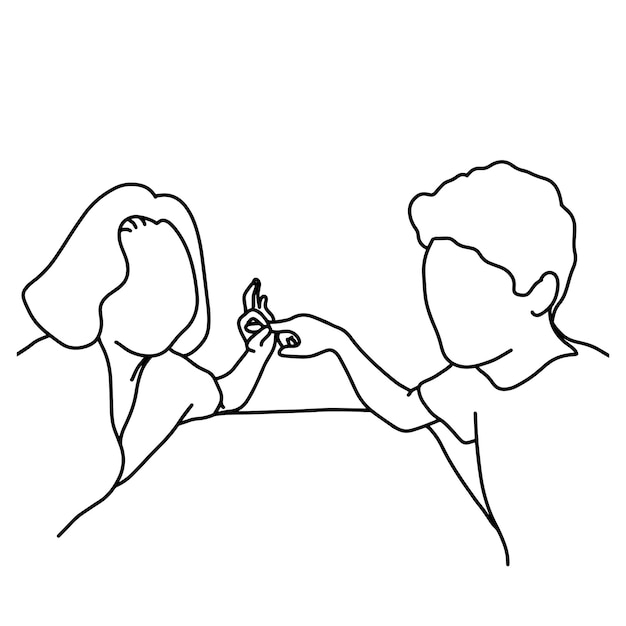 Vettore giovane uomo che abbraccia una donna con una copia blu spazio illustrazione vettoriale disegnata a mano
