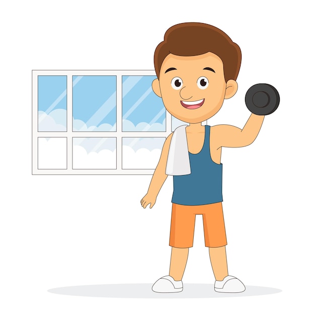 Young man exercising at home