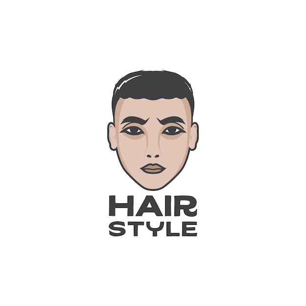 Young man face with modern hairstyle logo design vector graphic symbol icon sign illustration