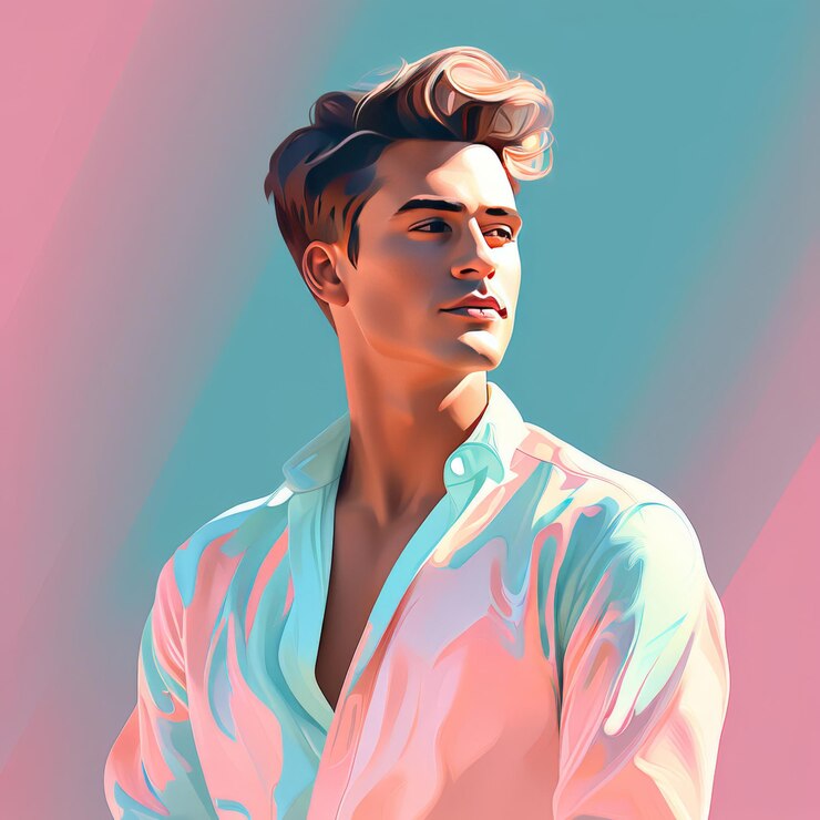 Vector young man in fashion clothes