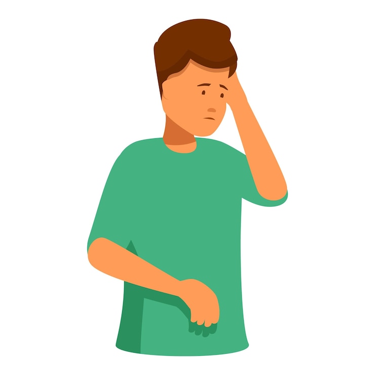 Vector young man feeling frustrated and holding his head