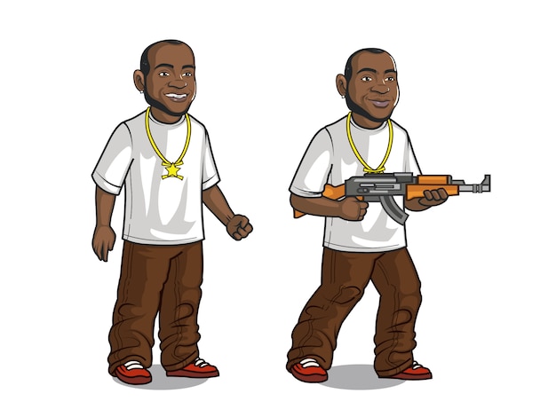 Young Man Gangster Cartoon Character