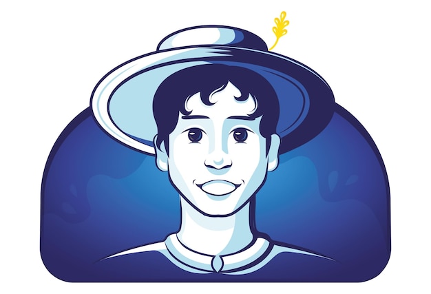 A young man in a hat The guy is a farmer Vector illustration