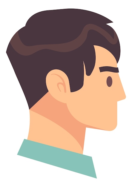 Vector young man head side view flat portrait