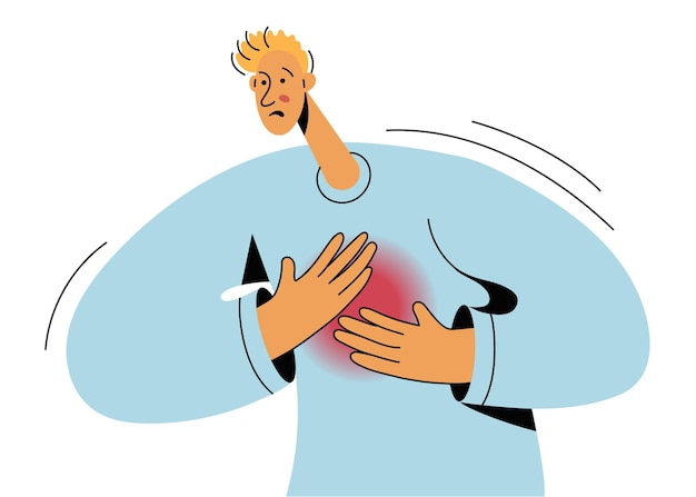 young man holds his stomach with both hands healthcare problems with intestines or digestion