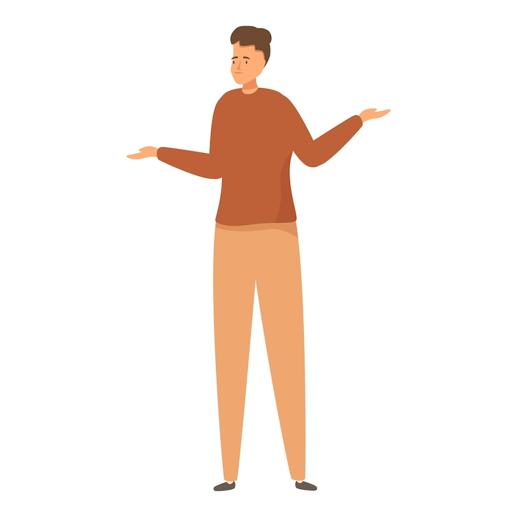 Vector young man is comparing something with his hands