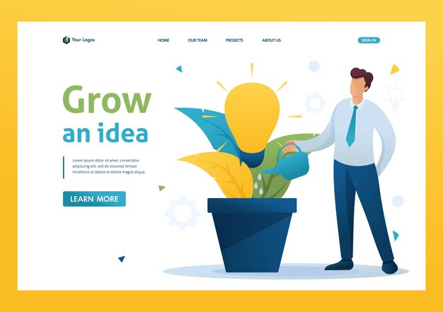 Young man keeps money in the Bank keeping money in a Bank Deposit Flat 2D Landing page