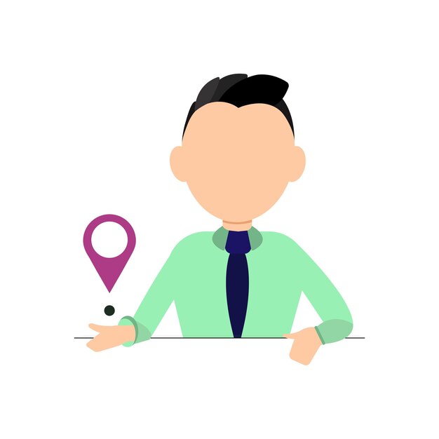 a young man offers a destination for delivery. Vector illustration