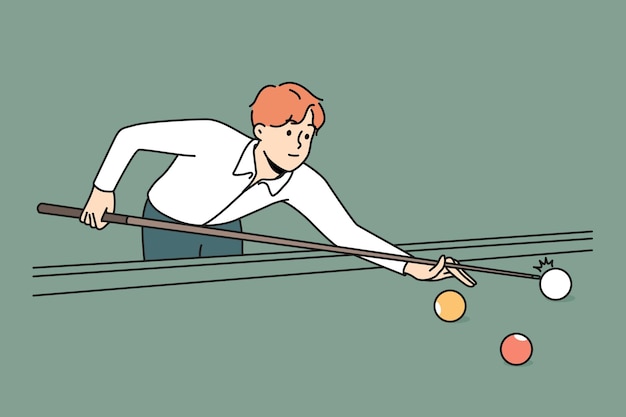 Vector young man playing pool