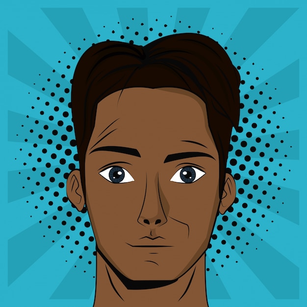 Vector young man pop art background