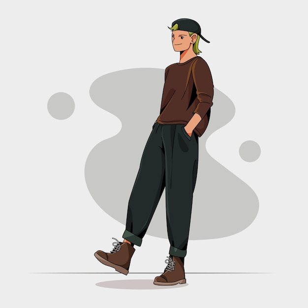 Vector young man posing with casual style outfit