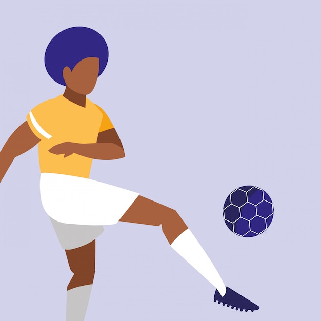 Young man practicing football isolated icon