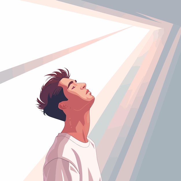 Young_man_prays_to_god_looking_at_sun_in_sky