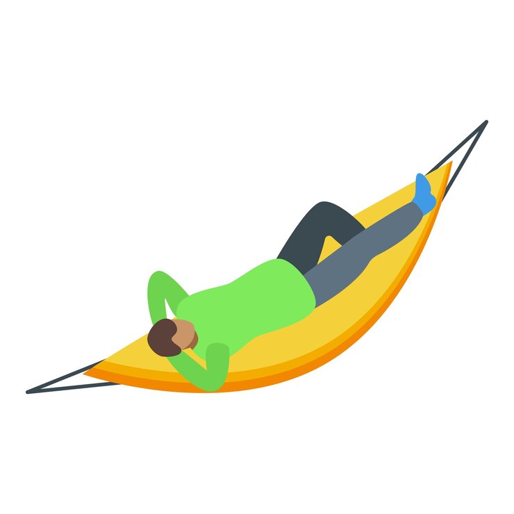 Vector young man relaxing lying down on a hammock