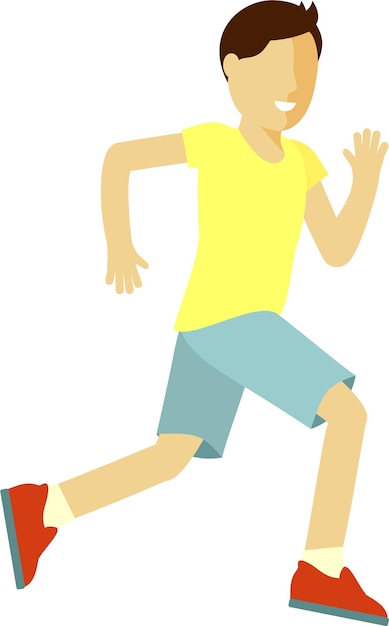 Young man running jogging sports exercises flat style