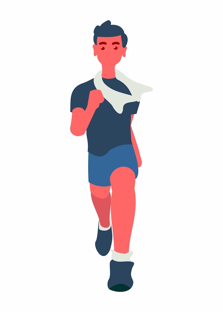 Vector a young man running simple flat illustration