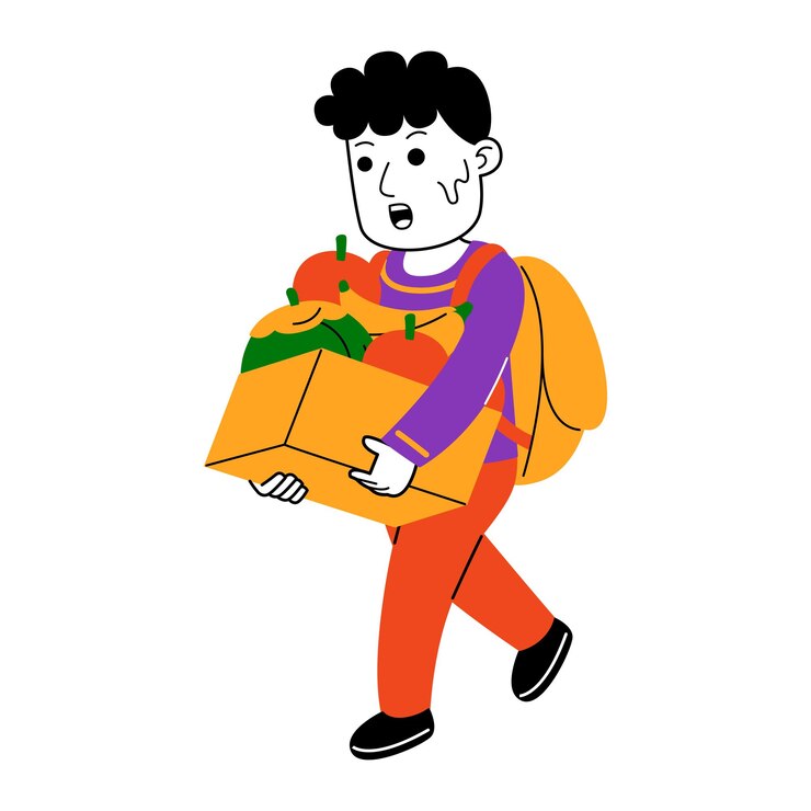 젊은 남자 쇼핑 ⁇ 터 일러스트레이션