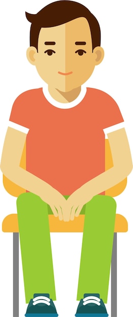 Young Man Sitting on Chair Flat Style