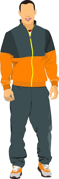 Young man in sport suit Duffle Vector illustration