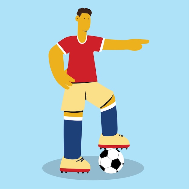 Vector young man standing playing football