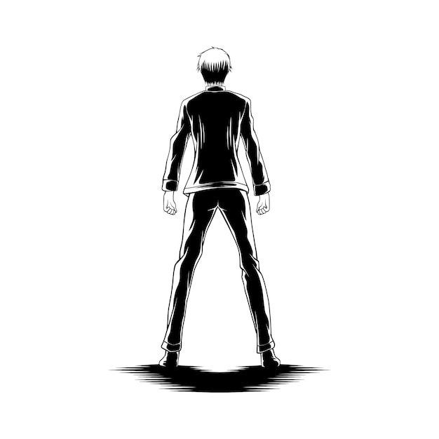 Vector young man standing view back illustration vector