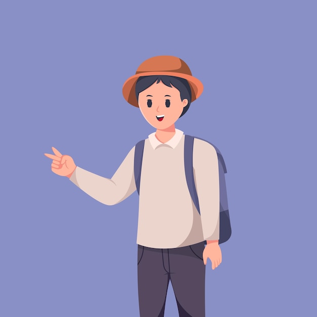 Young Man Traveler Character Illustration