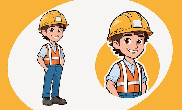 Young man in vector premium mascot civil engineer logo design civil engineering man