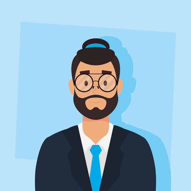 Young man with beard avatar character vector illustration design