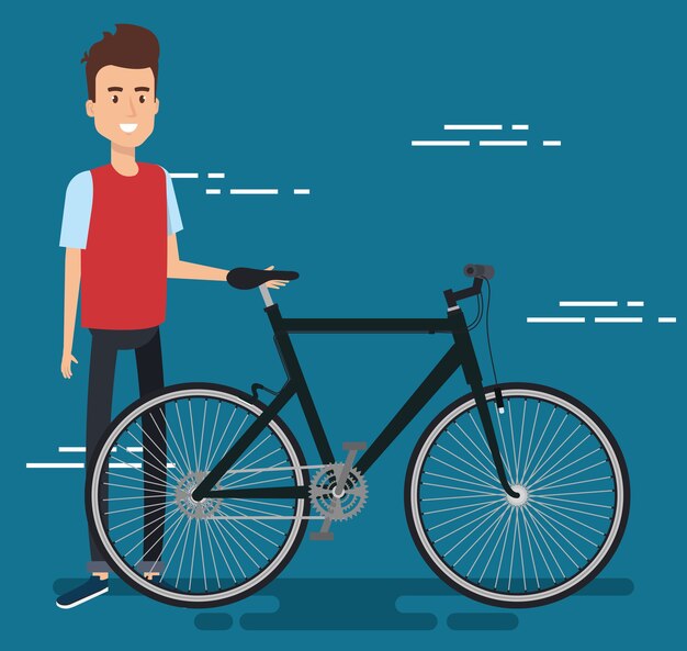 young man with bicycle
