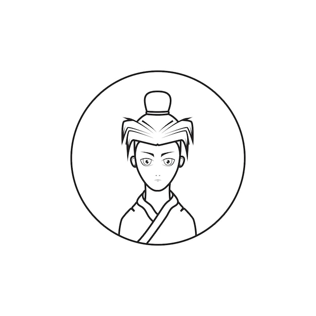 Молодой человек с тканевой культурой японский дизайн логотипа векторный графический символ значок знак иллюстрации