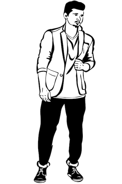 Vector young man with a small beard wearing a jacket