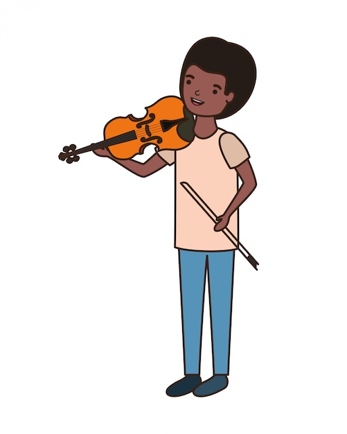 Young man with violin character