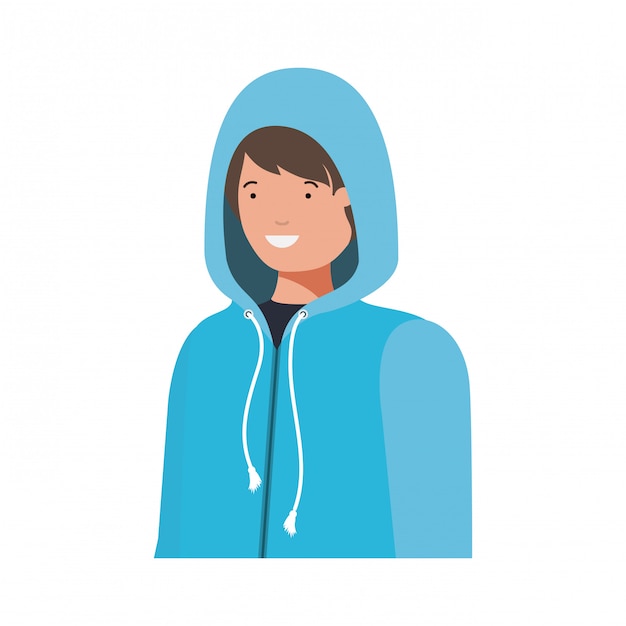 Vector young man with winter clothes avatar character