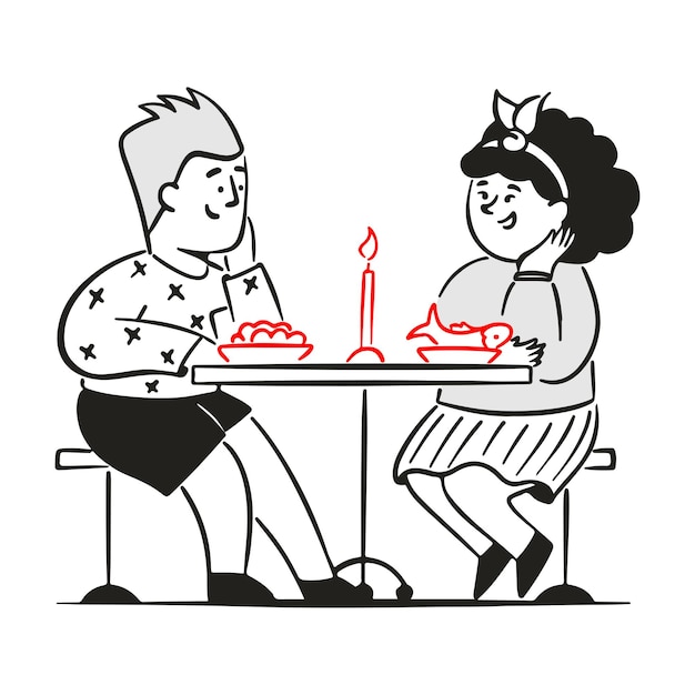 Young man and woman at romantic dinner