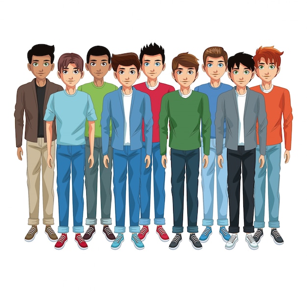 Young men cartoon