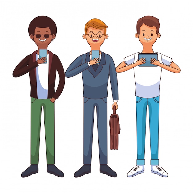 Vector young men cartoon