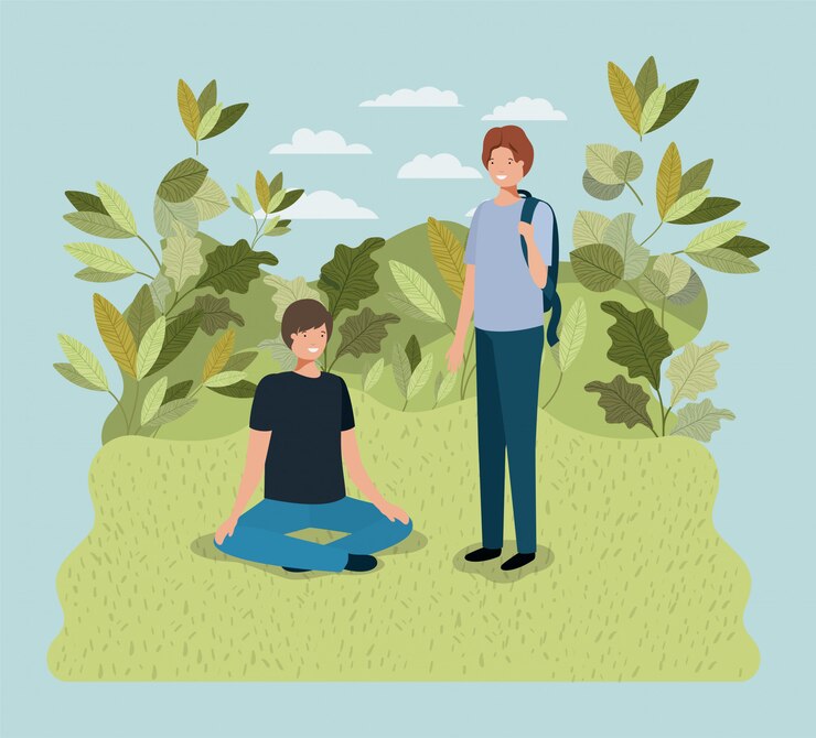 Vector young men on the park characters