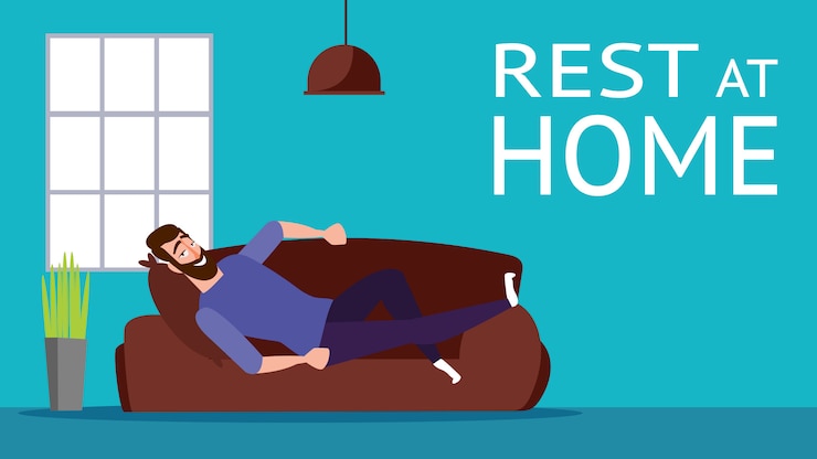Vector young men repose at home protect yourself from the new coronavirus