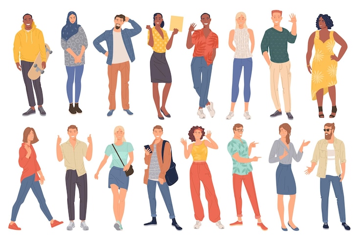 Vector young men and women diversity concept
