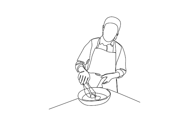 若い母親が料理する漫画の男性と女性が料理を準備するコレクション黒と白の背景で料理イラスト漫画のキャラクター フラット ベクトル イラスト