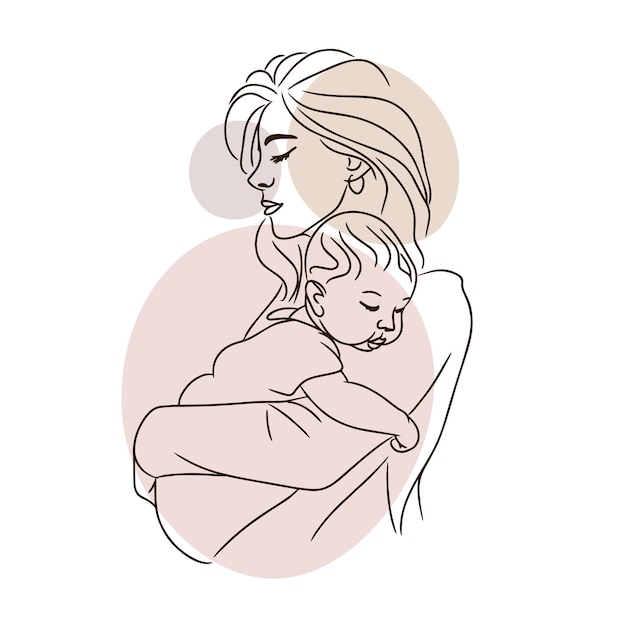 Young mother holding a baby in her arms nude colors mother hugging a newborn