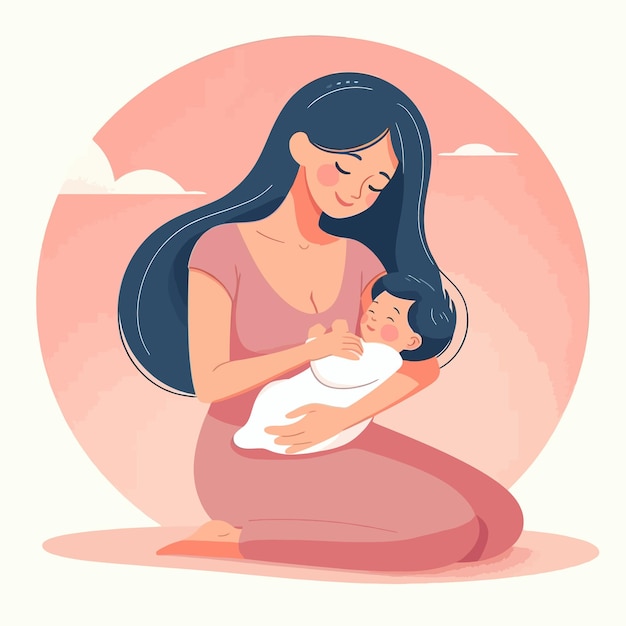 young mother hugs her baby with love and affection