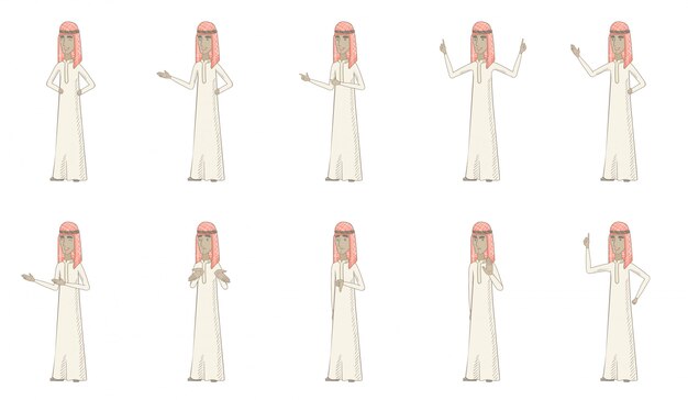 Young muslim man character set