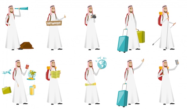 Young muslim traveler man set